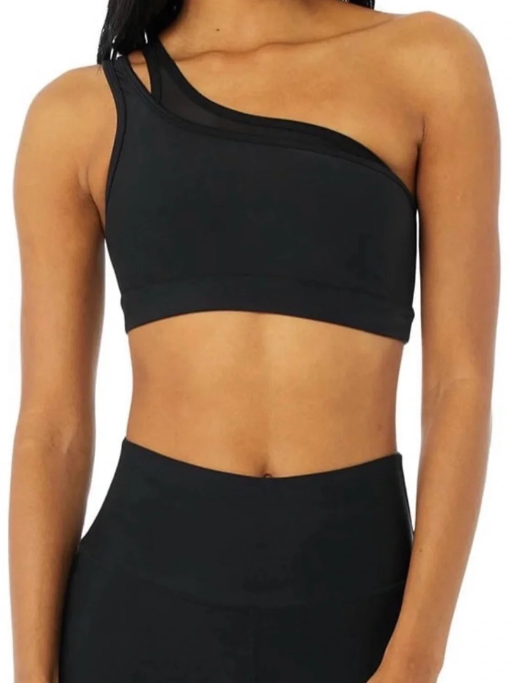 ALO Yoga Asymmetrical One-Shoulder Black Sports Bra